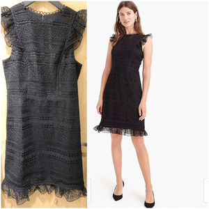 New J Crew Ruffle Lace dress, Black Sz 4